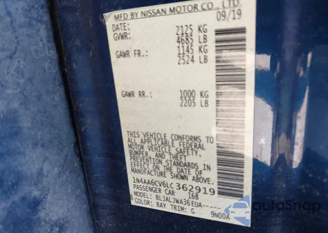 2020 Nissan Maxima Sv Xtronic Cvt из США, поврежденный, VIN 1N4AA6CV6LC362919